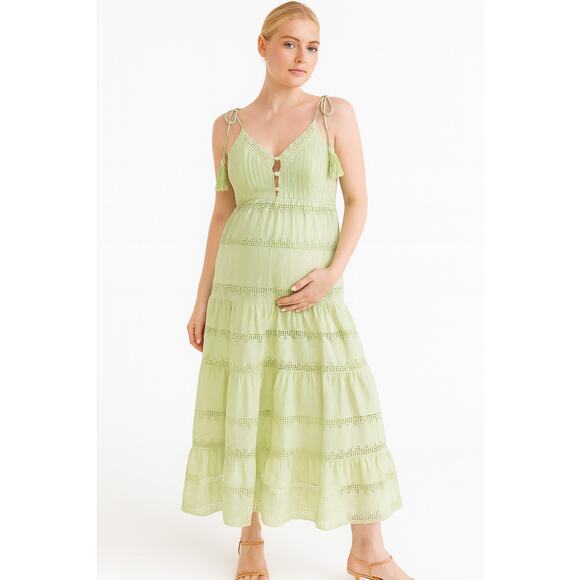 Emilia George Grace Maternity Midi Dress Medium Green - Picture 1 of 9